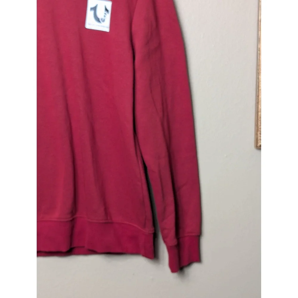 True Religion Sweatshirt Men Medium Red Buddha Logo Streetwear Graphic Crewneck